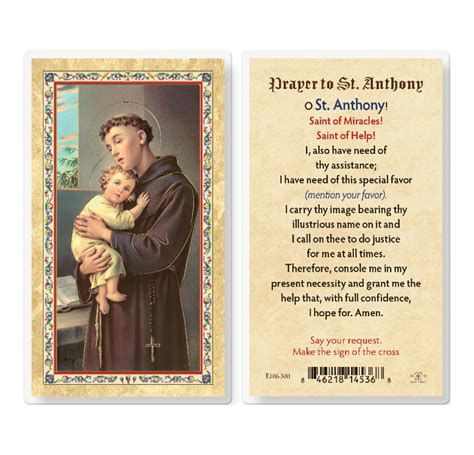 st anthony's prayer card